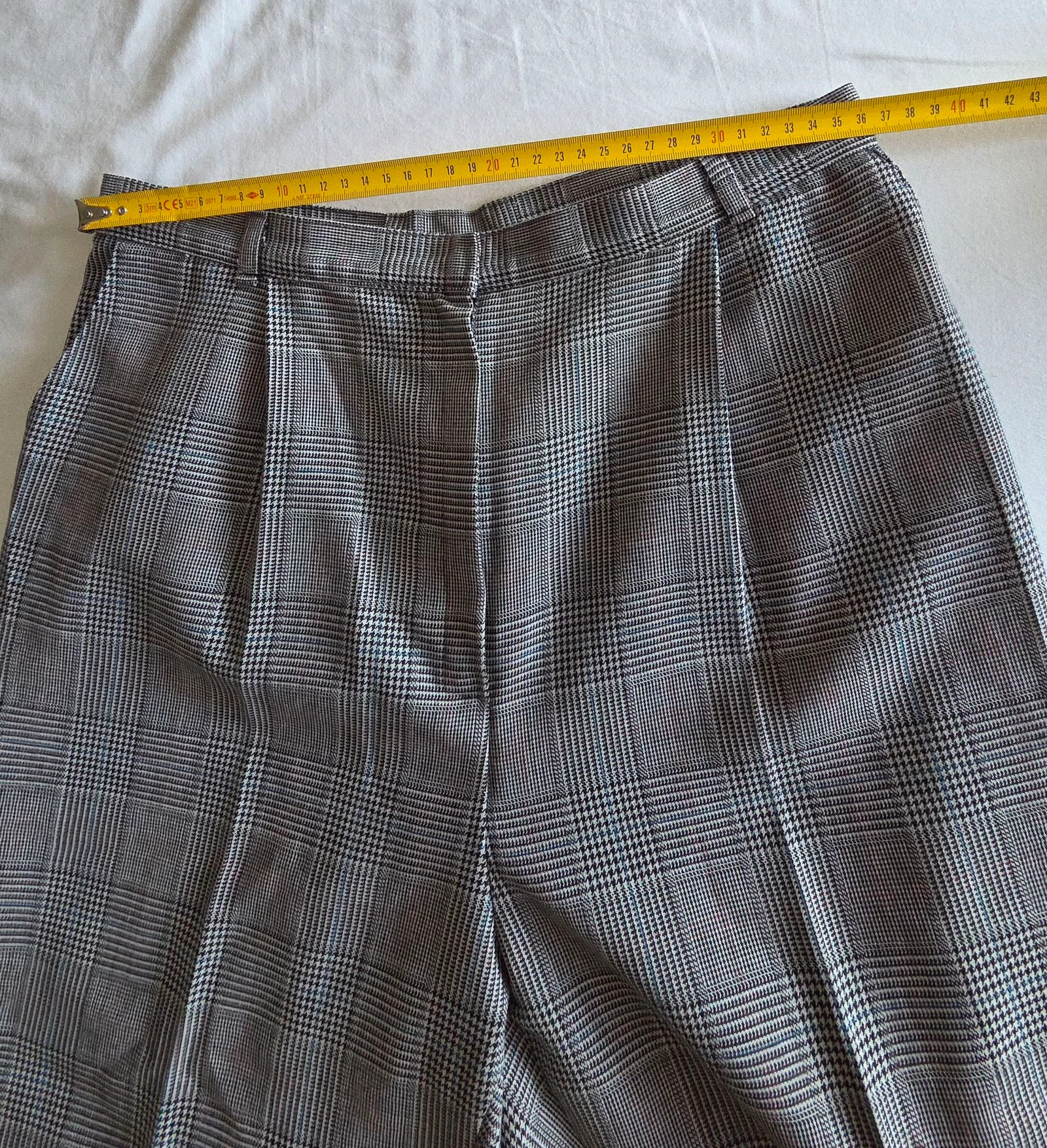 Pantalón de pinzas príncipe de Gales gris talle alto 38 M pantalón tailleur vintage – photo 8